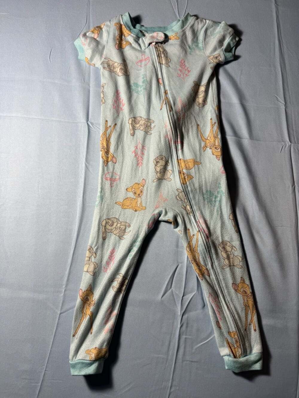 Disney Baby Bambi Print Zip-Up Footed Pajamas Size 18M